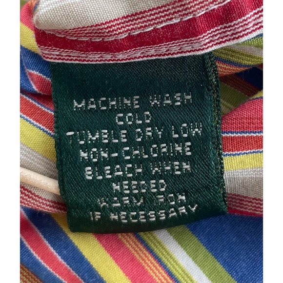 Lauren Ralph Lauren Women's Size Large Button-Down Yellow/Blue/Red Striped Top - Picture 4 of 6